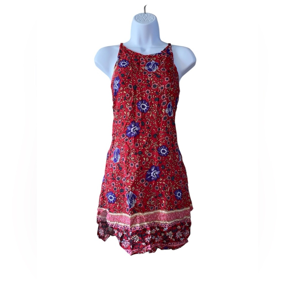 Yoins | Red Floral Sleeveless Dress size M